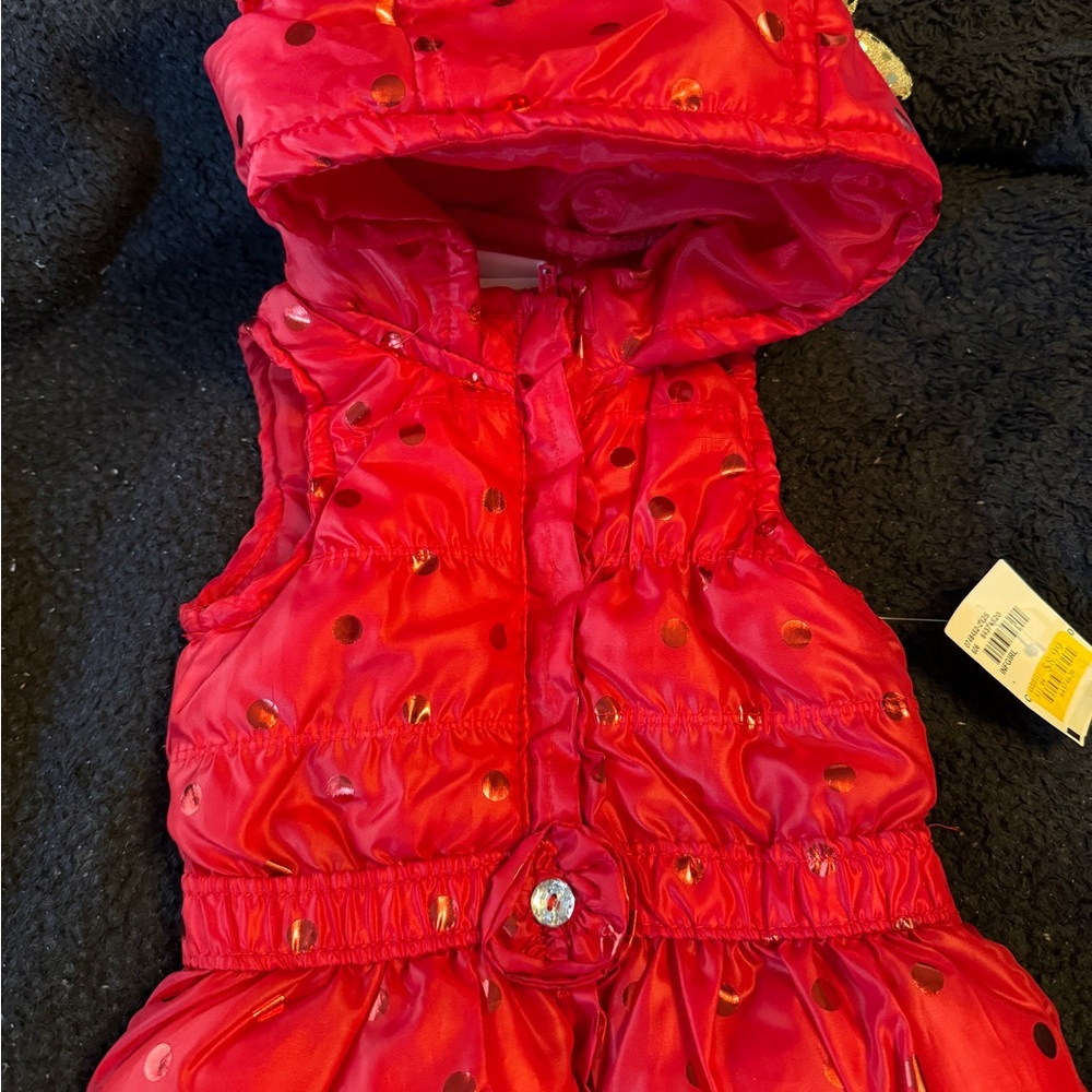 Red Polka Dot Hooded Vest